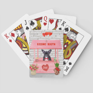 French Bulldog Valentine's Day Kissing Booth Playing Cards