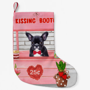 French Bulldog Valentine's Day Kissing Booth Small Christmas Stocking