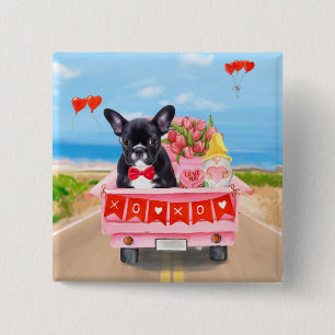 French Bulldog Valentine's Day Truck 15 Cm Square Badge