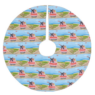 French Bulldog Valentine's Day Truck Brushed Polyester Tree Skirt