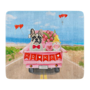 French Bulldog Valentine's Day Truck  Cutting Board