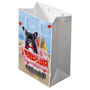 French Bulldog Valentine's Day Truck Medium Gift Bag