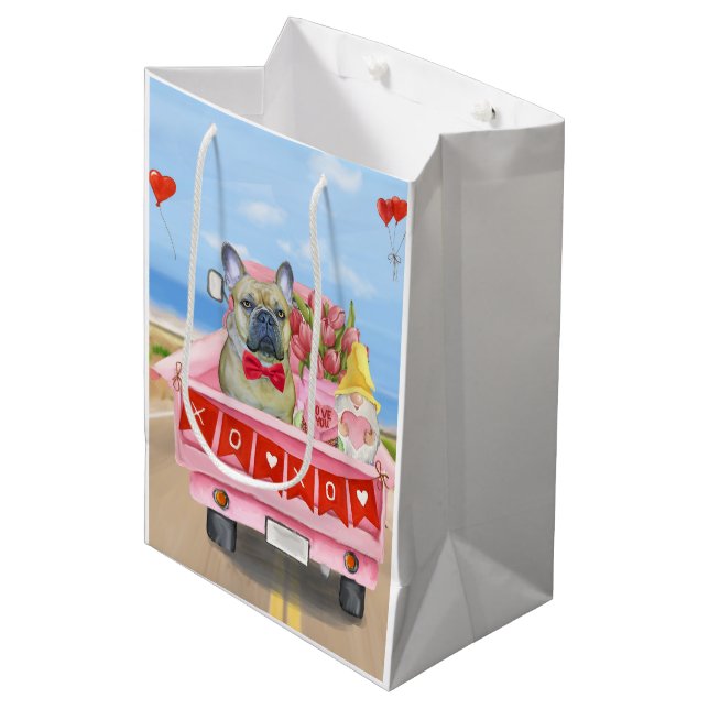 French Bulldog Valentine's Day Truck Medium Gift Bag (Front Angled)