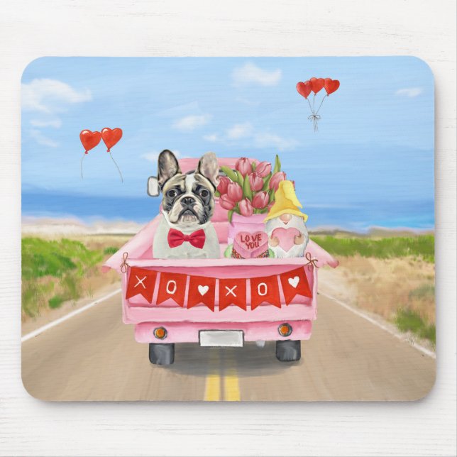 French Bulldog Valentine's Day Truck Mouse Mat (Front)