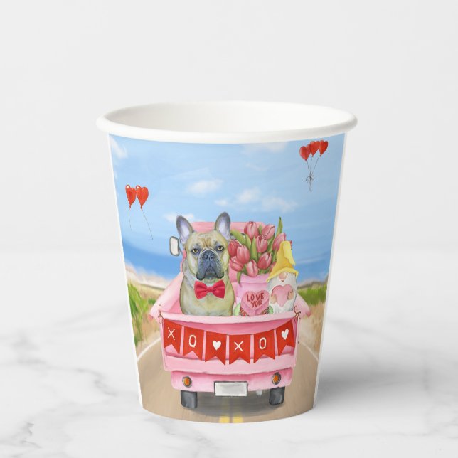 French Bulldog Valentine's Day Truck Paper Cups (Front)