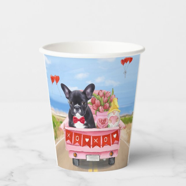 French Bulldog Valentine's Day Truck Paper Cups (Front)