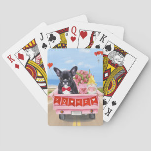 French Bulldog Valentine's Day Truck Playing Cards