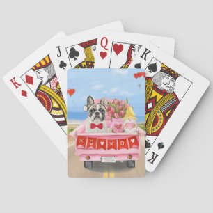 French Bulldog Valentine's Day Truck Playing Cards
