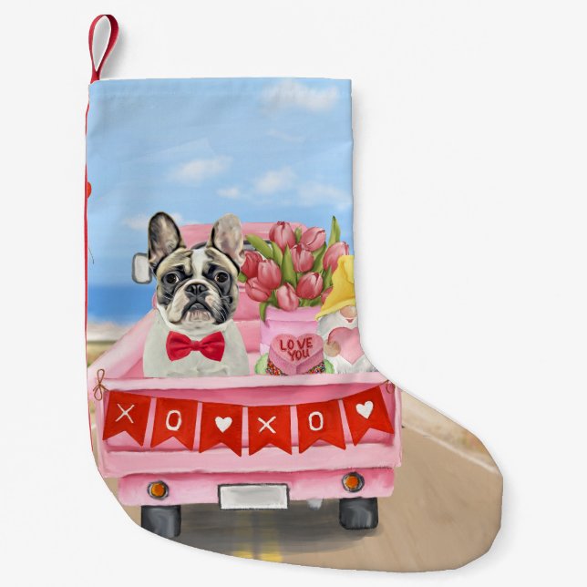 French Bulldog Valentine's Day Truck Small Christmas Stocking (Front)