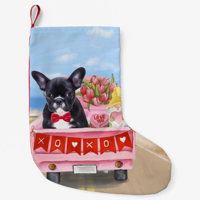 French Bulldog Valentine's Day Truck Small Christmas Stocking (Front)