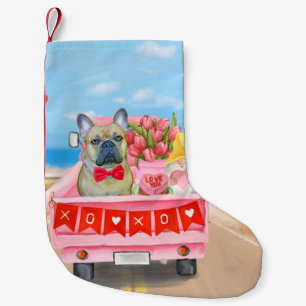 French Bulldog Valentine's Day Truck Small Christmas Stocking