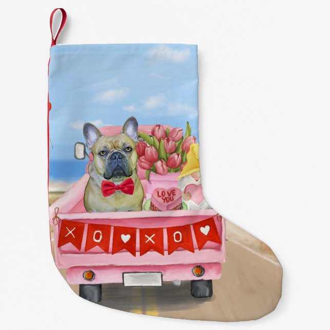 French Bulldog Valentine's Day Truck Small Christmas Stocking (Front)