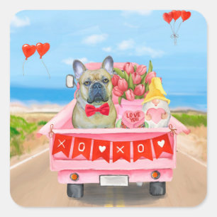 French Bulldog Valentine's Day Truck Square Sticker