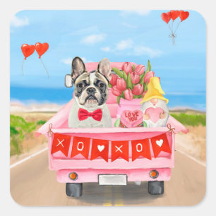 French Bulldog Valentine's Day Truck Square Sticker