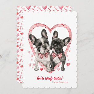 French Bulldog Valentines Day Woof-tastic Fun      Holiday Card
