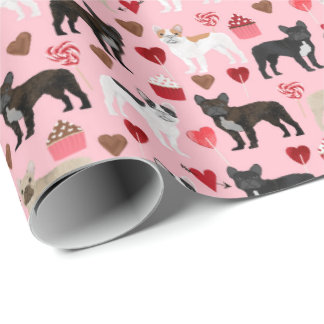 French Bulldog Valentines Wrapping Paper