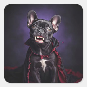 French Bulldog Vampire Halloween Cute Square Sticker