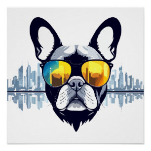French Bulldog Vector Art Animal Modern Urban City Poster