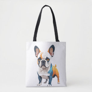 French Bulldog Vector Art with Vibrant Colours Tote Bag