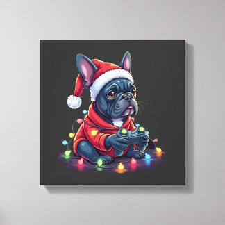 French Bulldog Video Game Controller Light Snow Sa Canvas Print