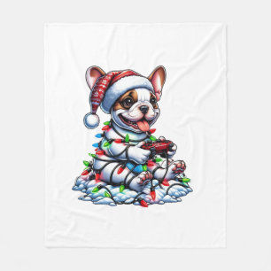 French Bulldog Video Game Controller Light Snow Sa Fleece Blanket