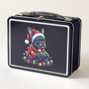 French Bulldog Video Game Controller Light Snow Sa Metal Lunch Box
