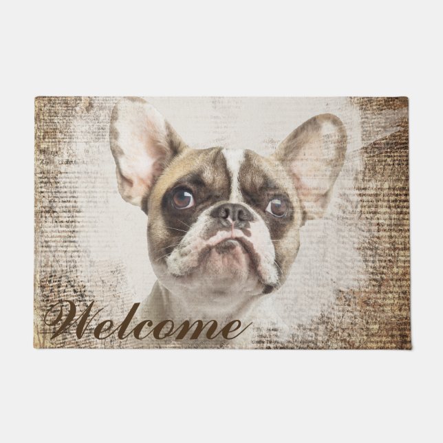 French Bulldog Vintage Portrait Doormat (Front)