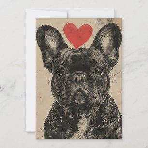 French bulldog Vintage Valentine's day  Holiday Card