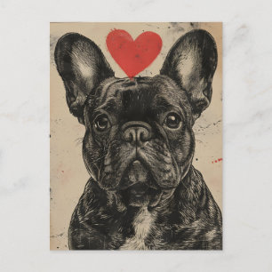 French bulldog Vintage Valentine's day  Postcard