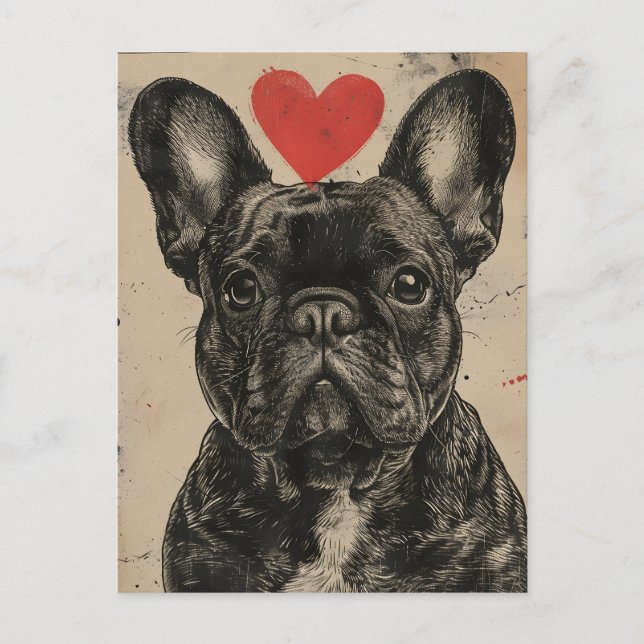 French bulldog Vintage Valentine's day  Postcard (Front)