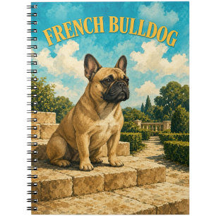 French Bulldog, Vintage Watercolor Dog Art Notebook