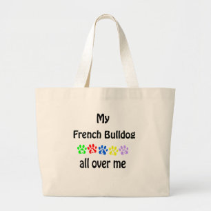 French Bulldog Walks Design Large Tote Bag