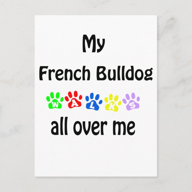 French Bulldog Walks Design Postcard (Front)