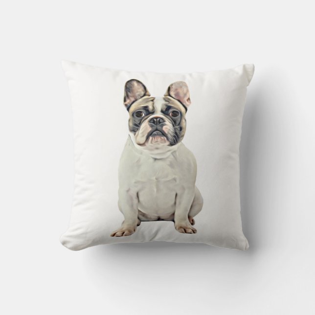 French Bulldog Water Colour Art Painting Cushion (Front)