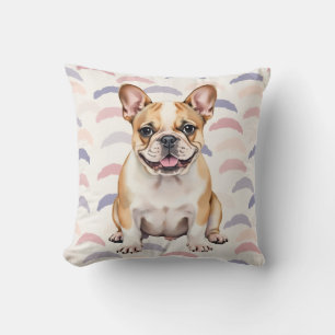 French Bulldog Watercolor Arch Pattern Art Cushion