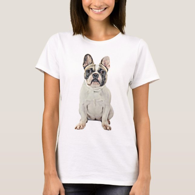French Bulldog Watercolor Art Painting T-Shirt (Front)