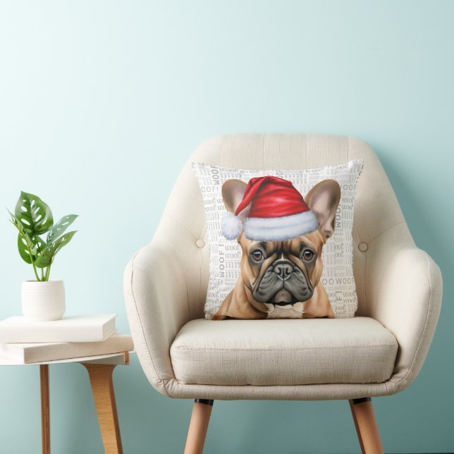 French Bulldog Watercolor Christmas Cushion (Chair)
