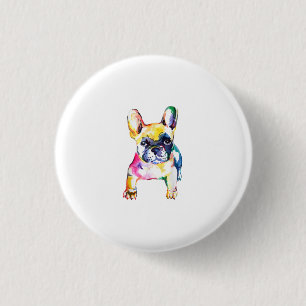 French Bulldog Watercolor Hand Draw For Dog Lover 3 Cm Round Badge