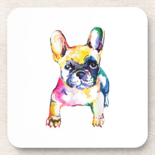 French Bulldog Watercolor Hand Draw For Dog Lover Coaster