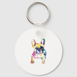 French Bulldog Watercolor Hand Draw For Dog Lover Key Ring