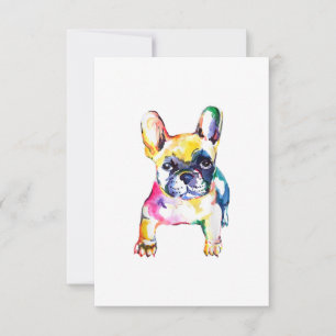 French Bulldog Watercolor Hand Draw For Dog Lover RSVP Card