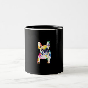 French Bulldog Watercolor Hand Drawing Gift Two-Tone Coffee Mug