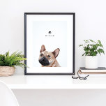 French Bulldog Watercolor Illustration Dog's Name Poster<br><div class="desc">Display your furry friend in your home with this unique personalised french bulldog watercolor and personalised name wall art print. The print features our hand-painted watercolor black and white french bulldog illustration. Customise with your dog's name with a simple heart-shaped paw print placed above the dog's name. This personalised dog...</div>