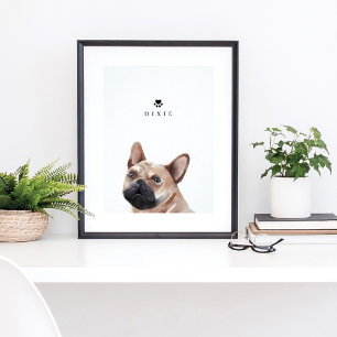 French Bulldog Watercolor Illustration Dog's Name Poster
