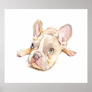 French Bulldog Watercolor Poster, Wall Art 