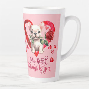 French Bulldog Watercolor Valentines Day Latte Mug