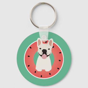 French Bulldog Watermelon Fruit Key Ring