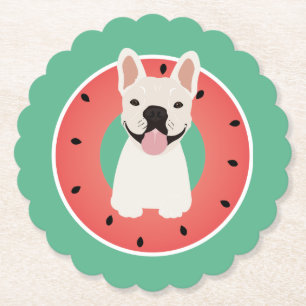 French Bulldog Watermelon Fruit Paper Coaster
