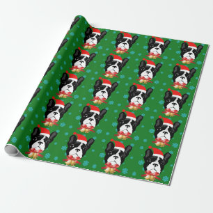 French Bulldog wearing a Santa Hat Christmas Wrapping Paper