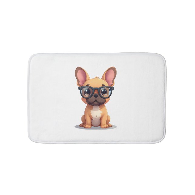 French Bulldog Wearing Glasses  Bath Mat (Front)